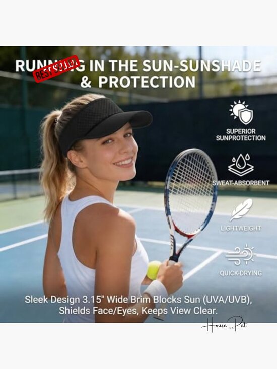 Wide Brim Quick Dry Adjustable Sun Visor Hat for Golf Tennis Pickleball Beach main image 6